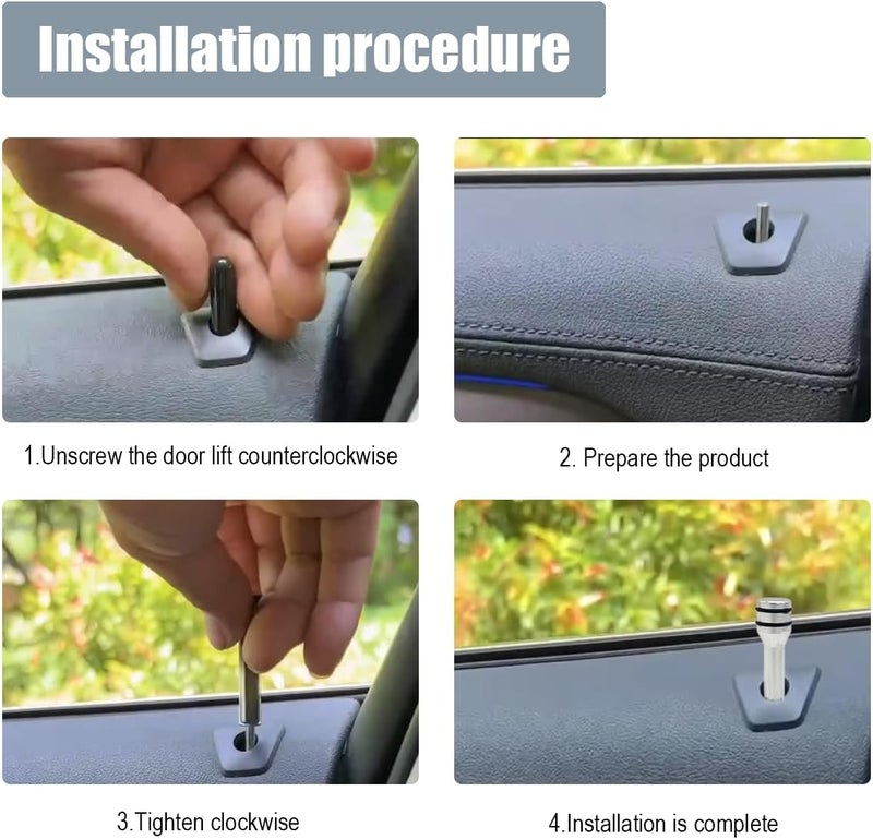 ZIMISI 4PCS Car Door Lock Knobs, 1.93" x 0.47" Safety Door Lock Cover, Aluminum Alloy Car Inner Door Pull Pins Replacement, Door Lift Bolt Decorative Accessory for Cars, SUVs, Trucks (Silver) - Image 5